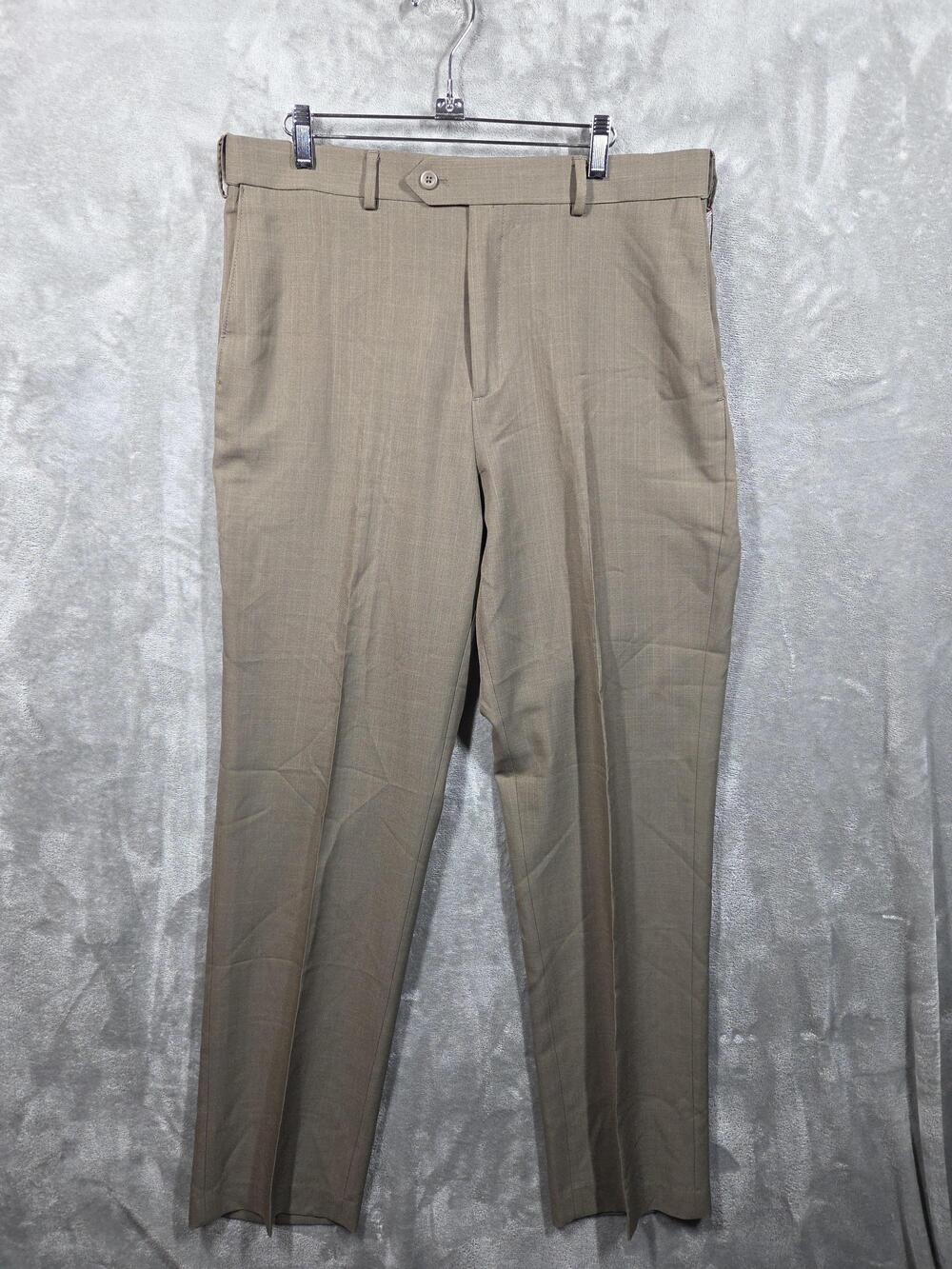 Covington Dress Pants Mens 34x34 Brown Straight Leg Wrinkle Resistant Classic